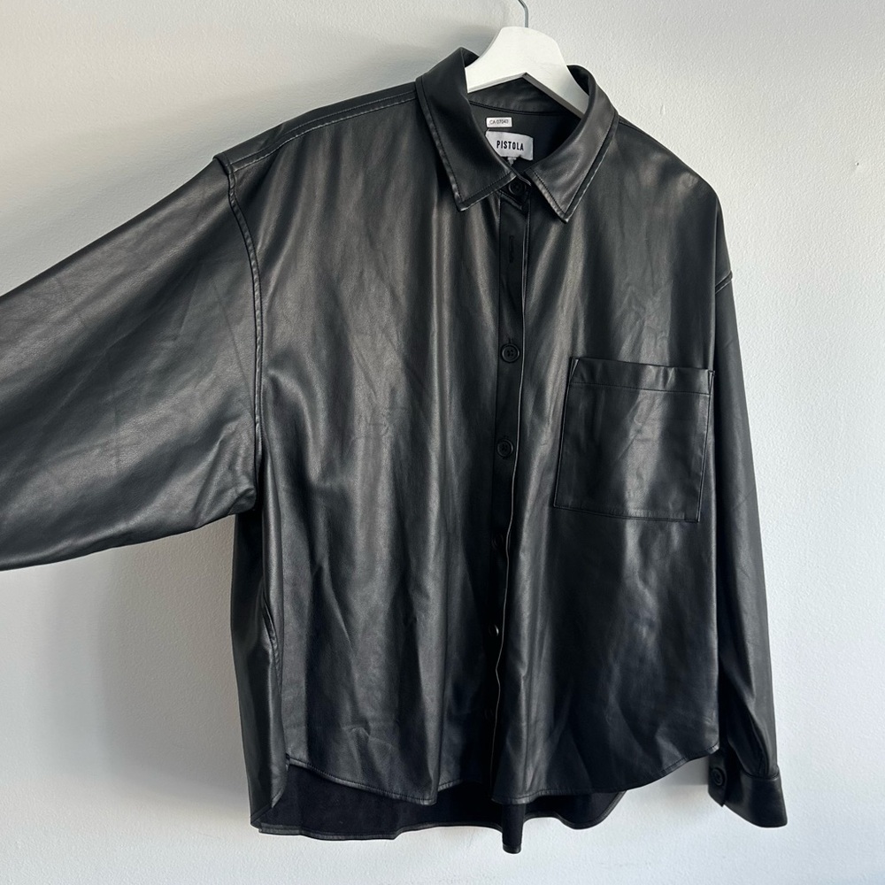 Pistola Faux Leather Black Shirt‎ Jacket Large